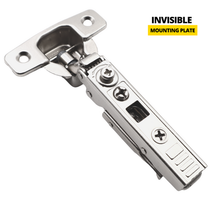 Cerniera 4D 110° Soft-Close, H0 Piastra di montaggio invisibile con viti EURO e coperture, porte Overlay