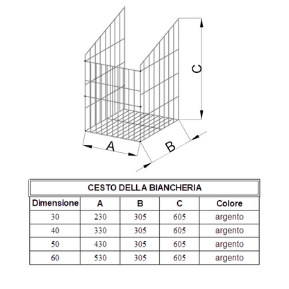 Cesto portabiancheria 40cm - Cromo