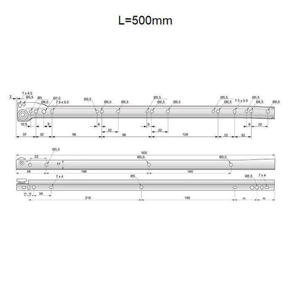 Guide scorrevoli per cassetti 500mm- Bianco