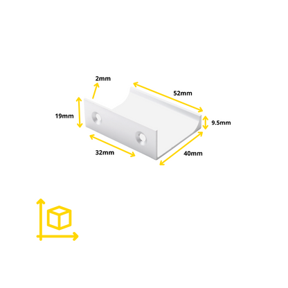 Maniglia per Mobili in Alluminio Bianco - 32mm (Lunghezze totali 52mm)