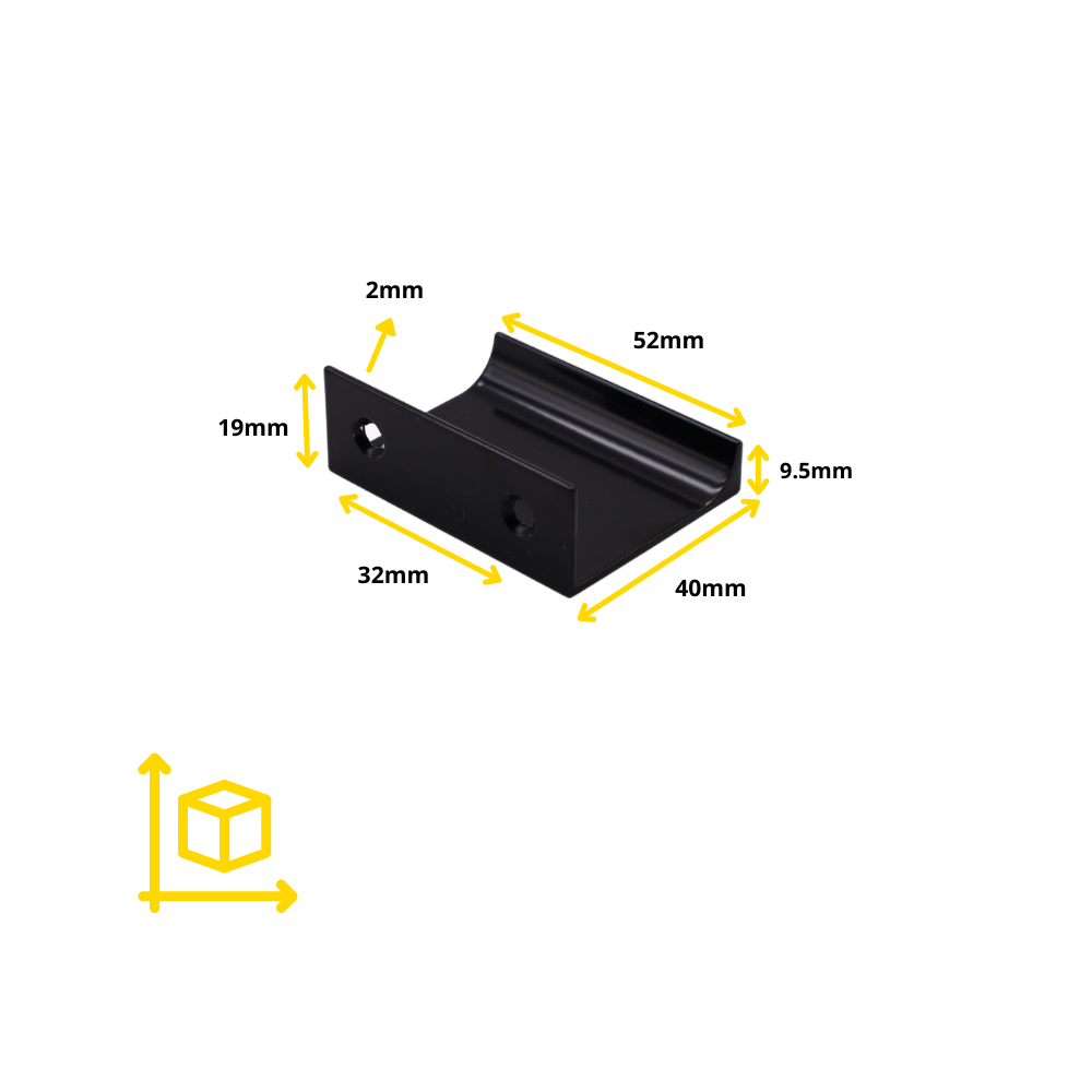 Maniglia per Mobili in Alluminio Nero - 32mm (Lunghezze totali 52mm)