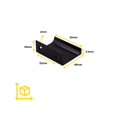 Maniglia per Mobili in Alluminio Nero - 32mm (Lunghezze totali 52mm)