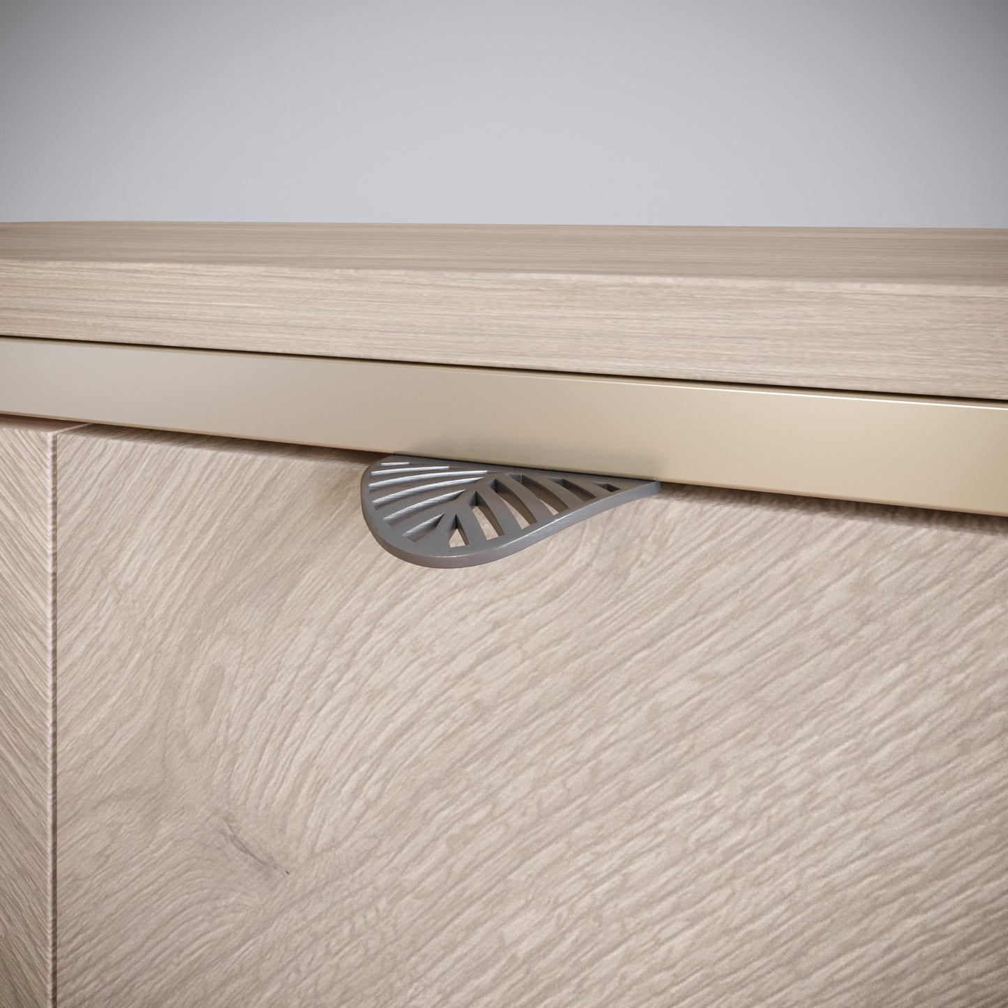 Maniglia per mobili LEAF Edge Pull 32mm (lunghezza totale 60mm) - Argento Opaco Perlato