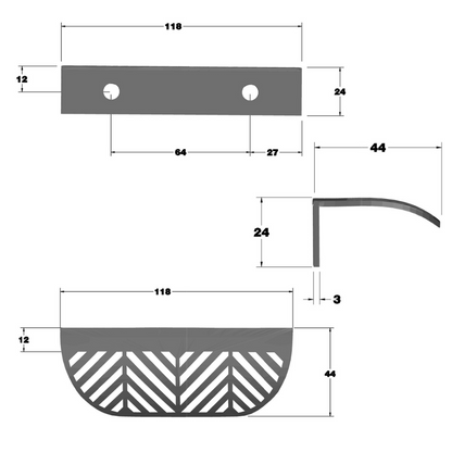 Maniglia per mobili LEAF Edge Pull 64mm (lunghezza totale 118mm) - Argento Opaco Perlato