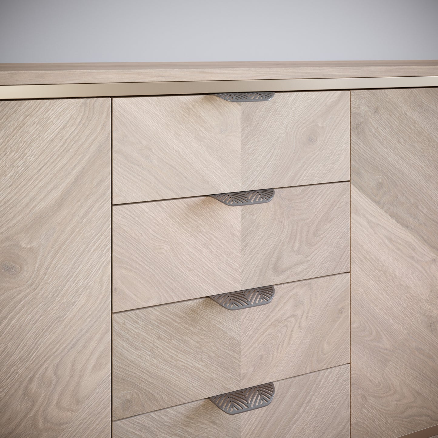 Maniglia per mobili LEAF Edge Pull 64mm (lunghezza totale 118mm) - Argento Opaco Perlato