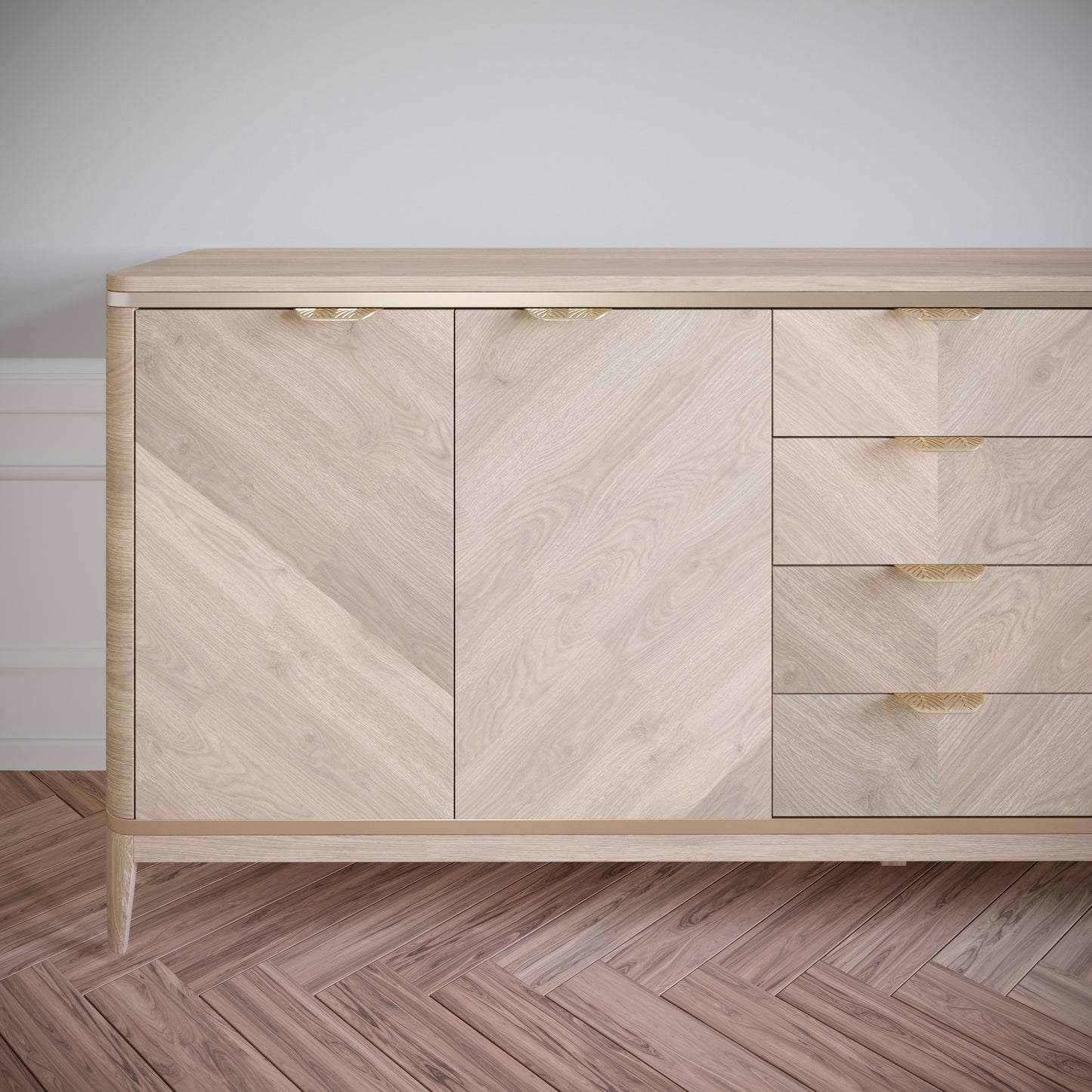 Maniglia per mobili LEAF Edge Pull 64mm (lunghezza totale 118mm) - Ottone Oro