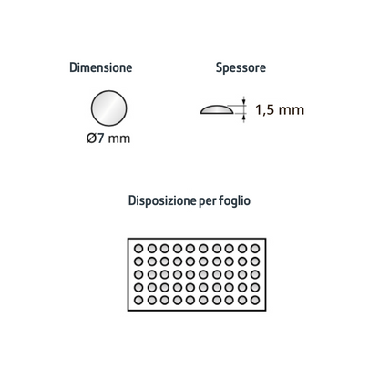 Paracolpi autoadesivi in silicone Ø7x1.5mm - 50 pezzi