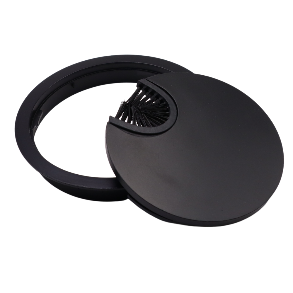 Passacavo scrivania in metallo Ø80 - Nero