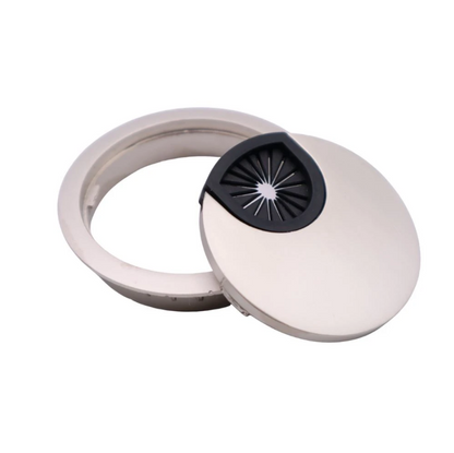 Passacavo scrivania in metallo con foro in gomma Ø60 - Raso