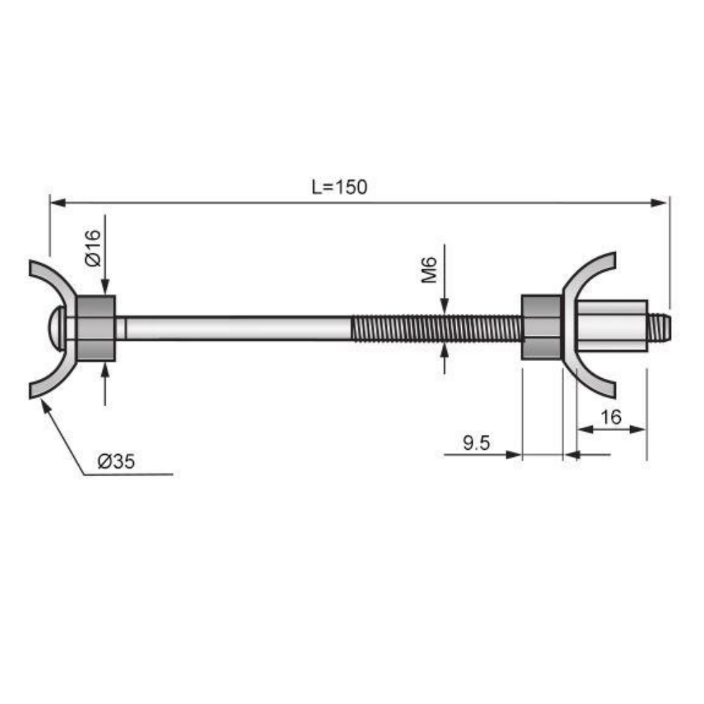 Piano di lavoro connettore M6x150mm