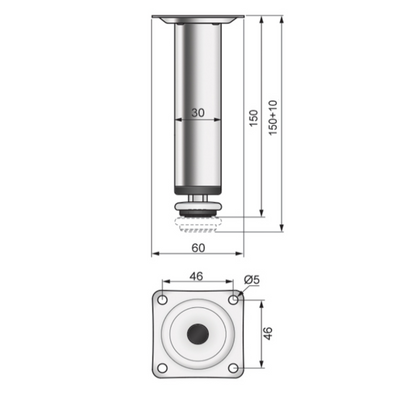 Piedini per mobili altezza 150mm - Raso