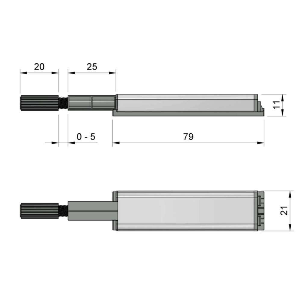 Chiusura Push to Open - Cerniere senza molla - con punta magnetica Zinco/Grigio