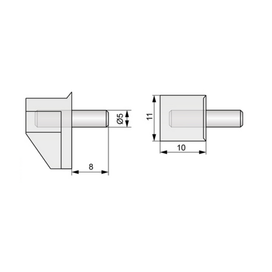 Reggipiano per mensole Ø5mm (1 pz) - metallo-plastica