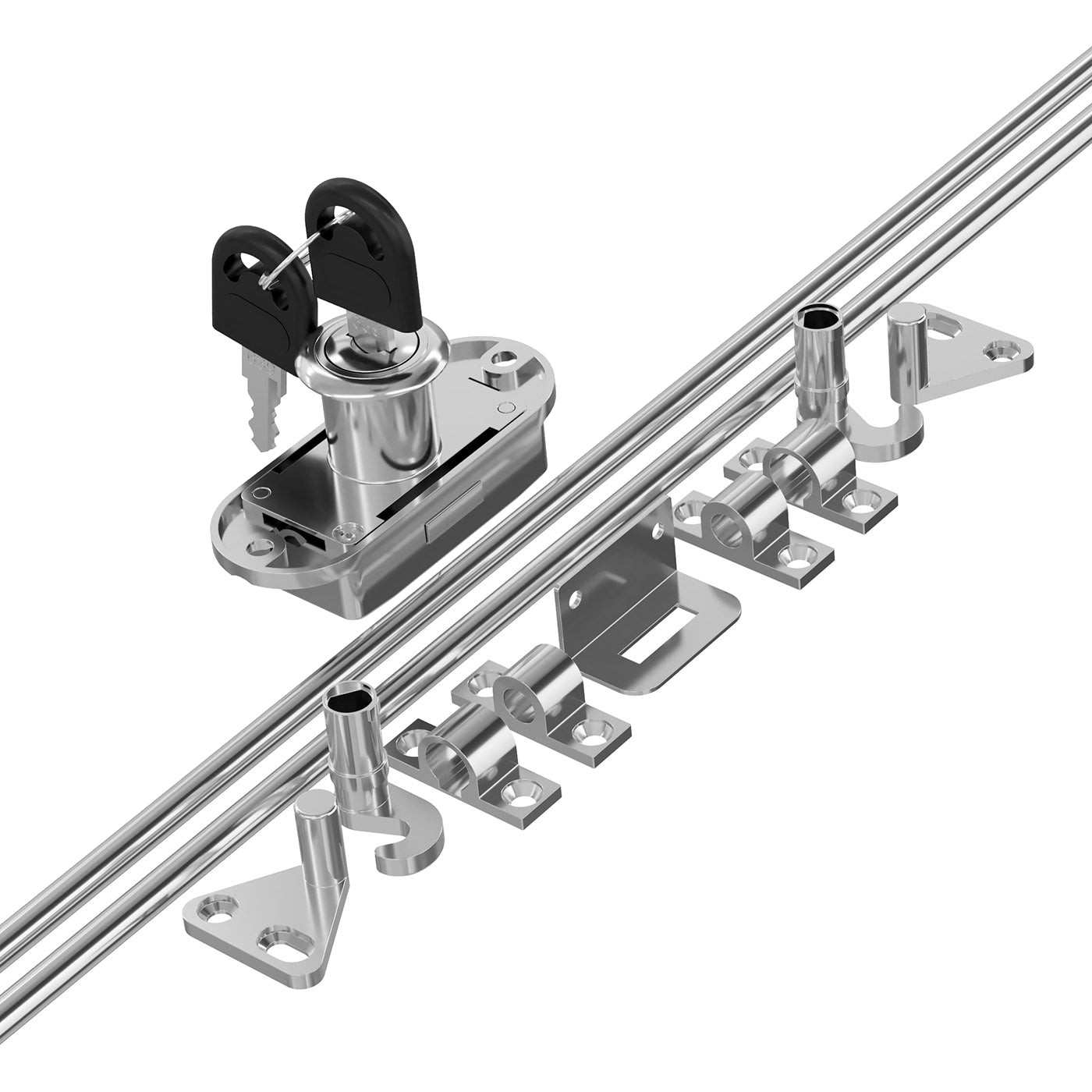 Serratura ad aste rotanti 19x22mm - 2 Barre Lunghezza 1000mm