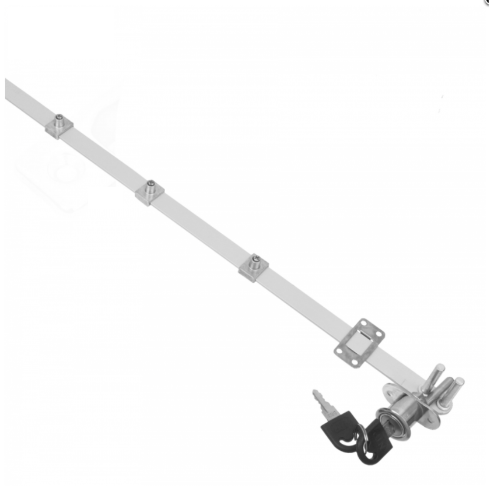 Serratura centrale per 5 cassetti 19x20mm, Striscia da 1200 mm - Cromo