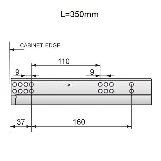 Sistemi per cassetti ammortizzate 3/4 estrazione (sinistra e destra) 350mm