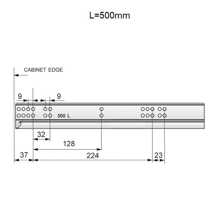 Sistemi per cassetti ammortizzate 3/4 estrazione (sinistra e destra) 500mm