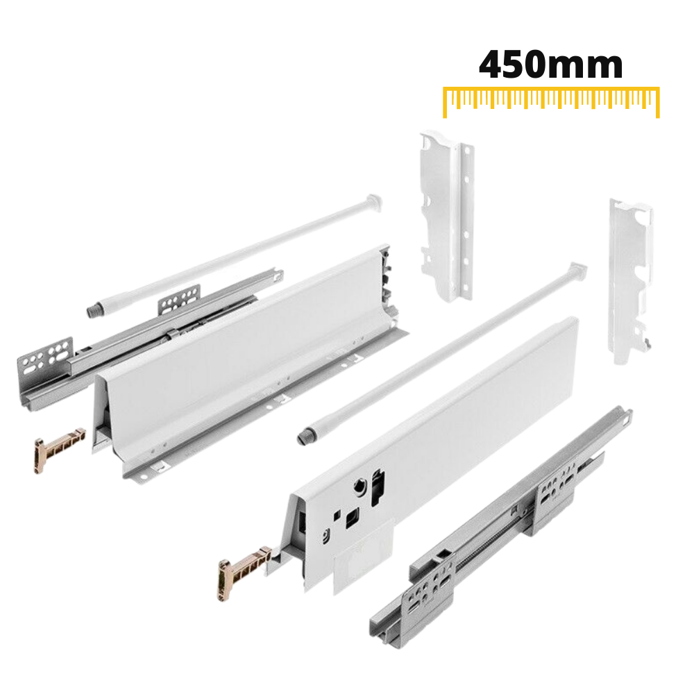Sistemi per cassetti ammortizzate Alto - Altezza 185mm - Bianco 450mm