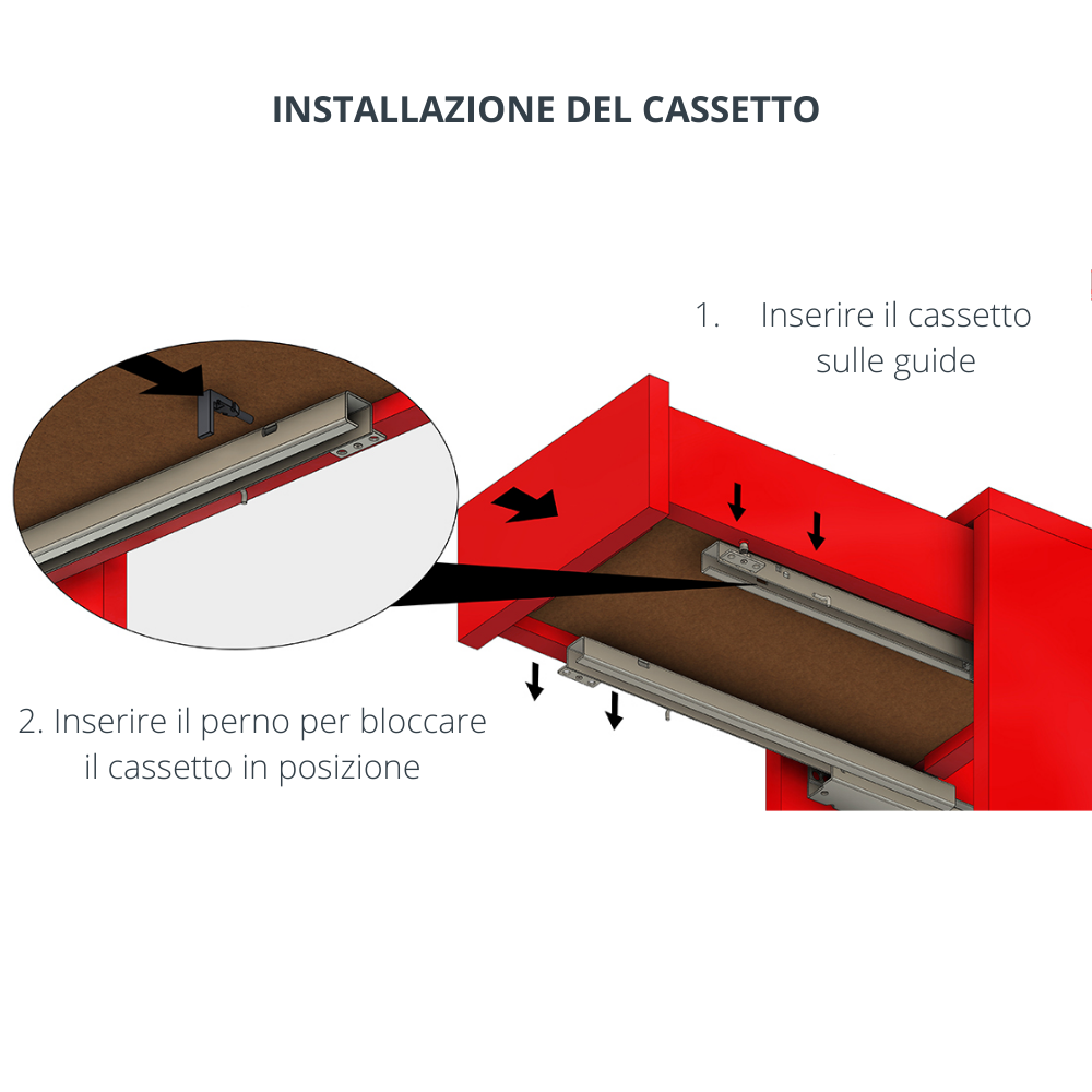 Sistemi per cassetti ammortizzate (sinistra e destra) 400mm