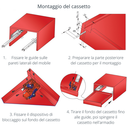Sistemi per cassetti ammortizzate estrazione totale (sinistra e destra) 270mm (3) – Furnica