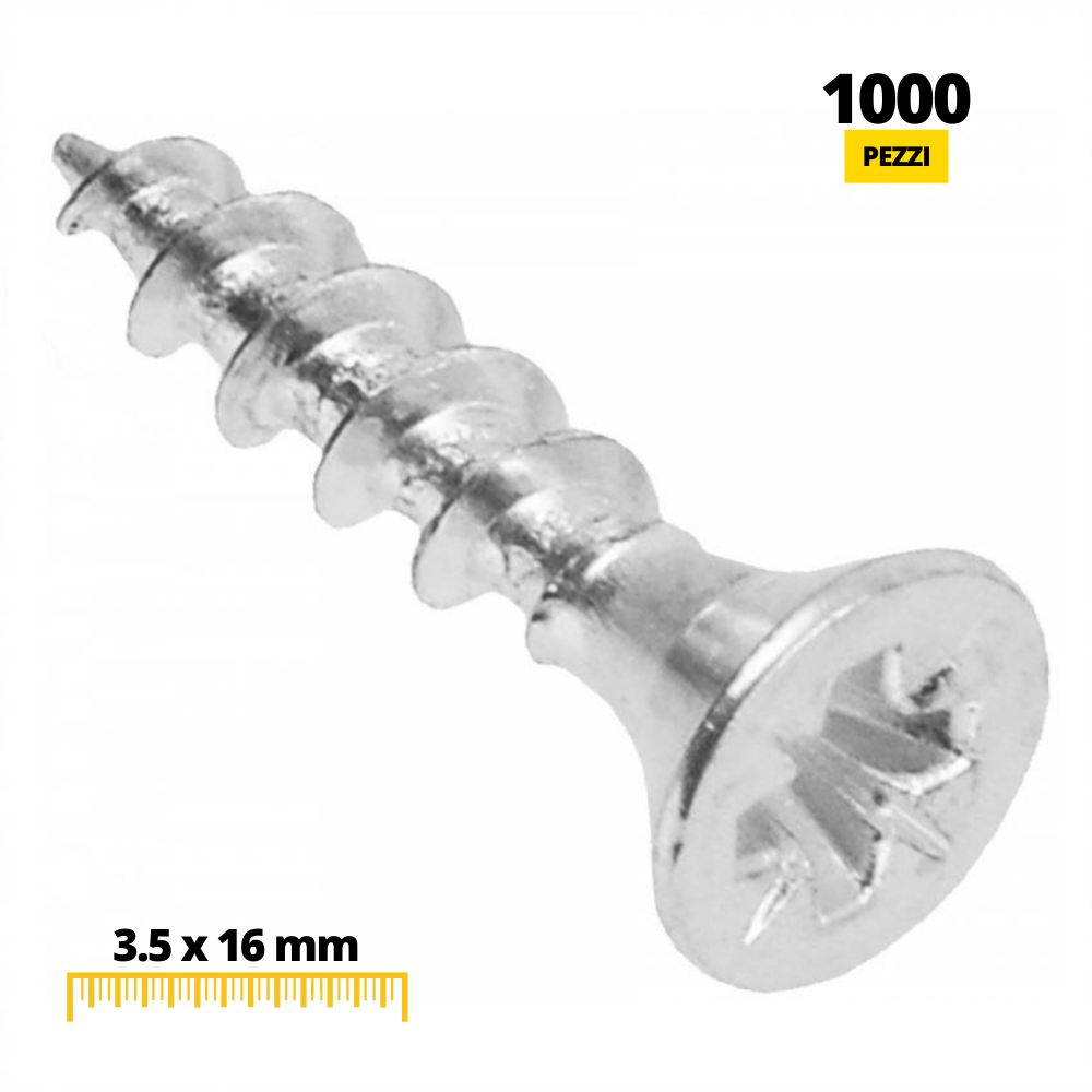 Viti per legno PZ2 3.5x16mm Zinco bianco (1000 pz)