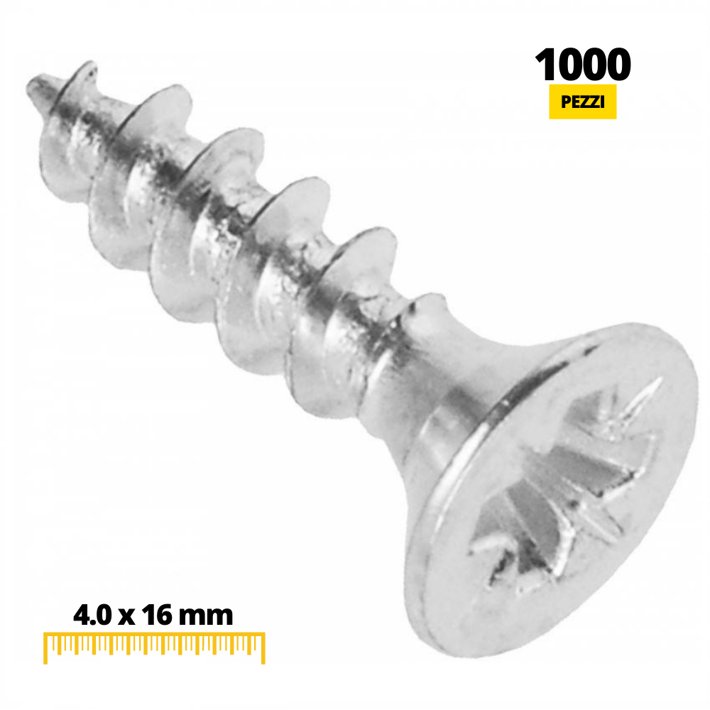 Viti per legno PZ2 4.0x16mm Zinco bianco (1000 pz)
