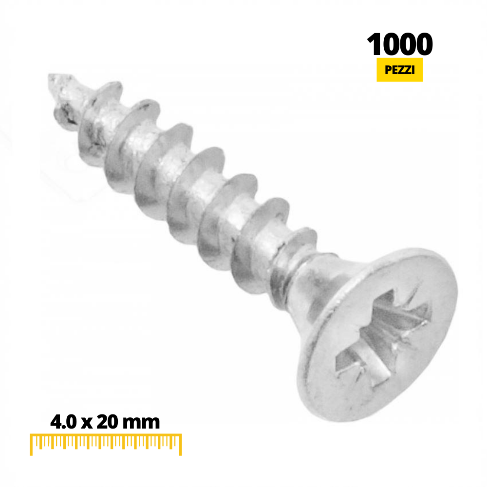 Viti per legno PZ2 4.0x20mm Zinco bianco (1000 pz)