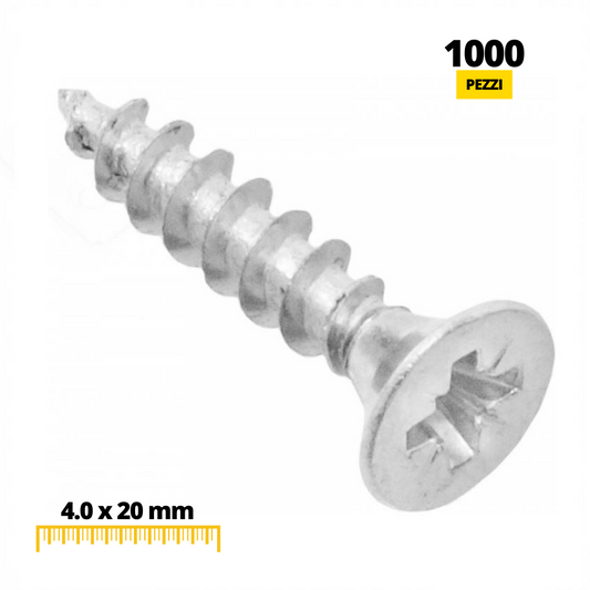 Viti per legno PZ2 4.0x20mm Zinco bianco (1000 pz)