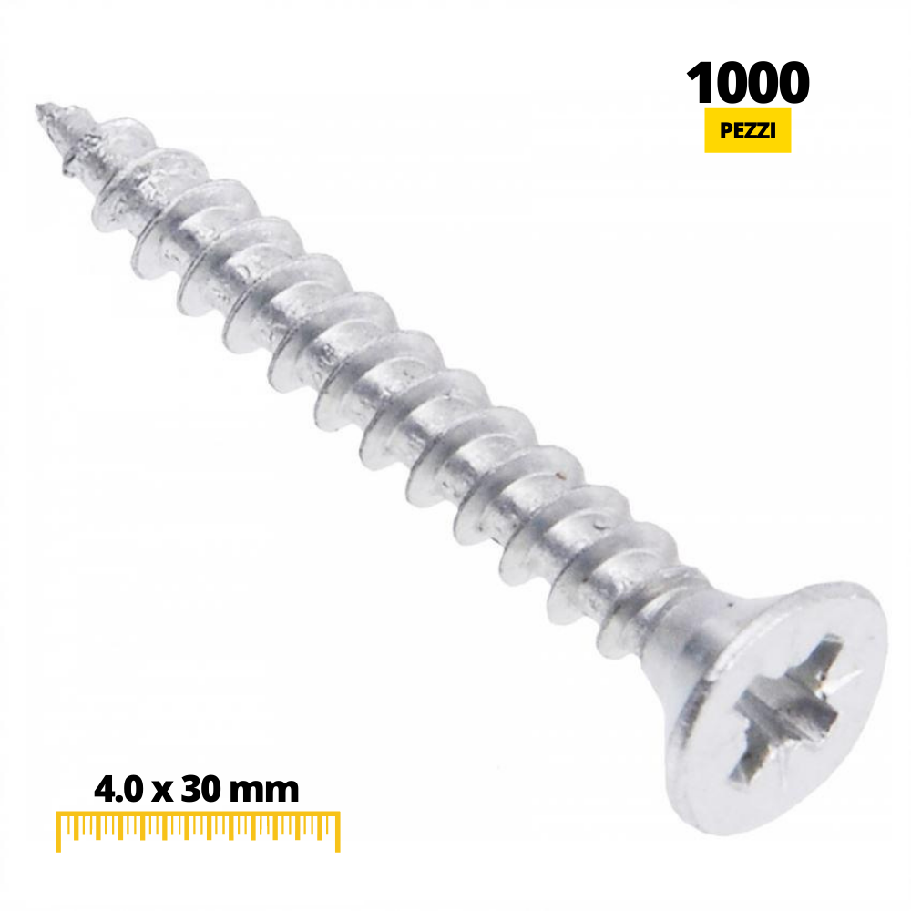 Viti per legno PZ2 4.0x30mm Zinco bianco (1000 pz)
