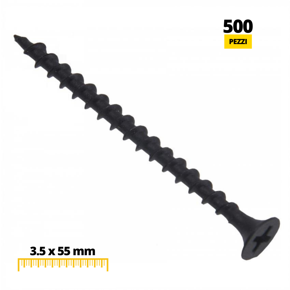 Viti per legno Phillips PH2 3.5x55mm Nero (500 pcs)