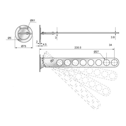 Appendiabiti da parete moderni 45º - Cromo NTP 