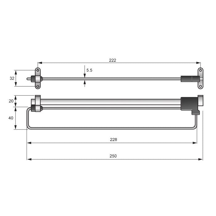 Appendiabiti Estraibile per Armadio, Lunghezza 250mm NTP 