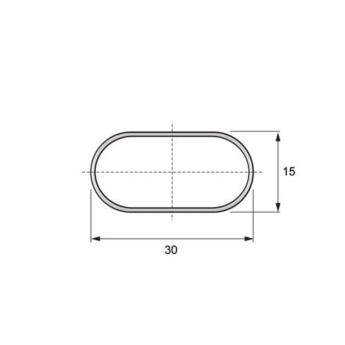 Asta appendiabiti per armadio ovale 15x30mm L3000mm, 1.0mm Spessa - Cromo NTP 