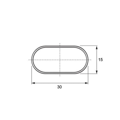 Asta appendiabiti per armadio ovale 15x30mm L3000mm, 1.0mm Spessa - Cromo NTP 