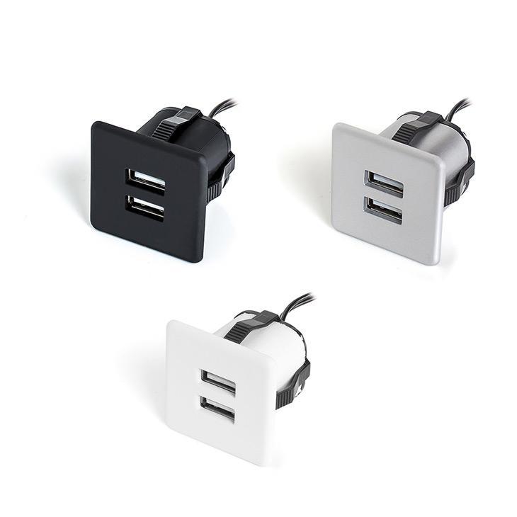 Caricatore USB da scrivania - 2 Porte - Alluminio, Bianco, Nero Furnica 