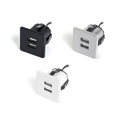 Caricatore USB da scrivania - 2 Porte - Alluminio, Bianco, Nero