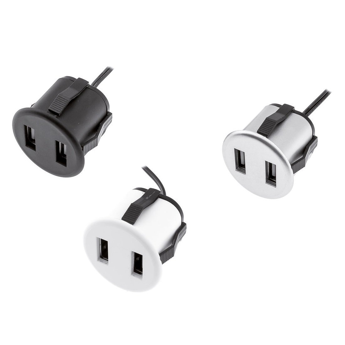 Caricatore USB da scrivania - 2 Porte - Alluminio, Bianco, Nero Furnica Aluminum Round EU