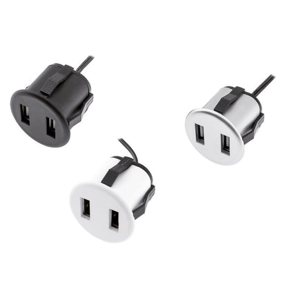 Caricatore USB da scrivania - 2 Porte - Alluminio, Bianco, Nero Furnica Aluminum Round EU