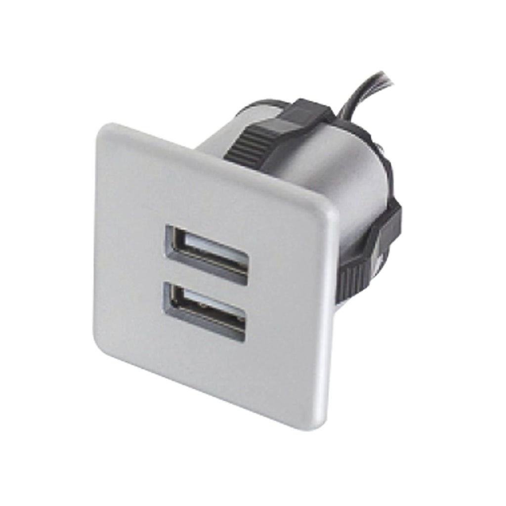Caricatore USB da scrivania - 2 Porte - Alluminio, Bianco, Nero