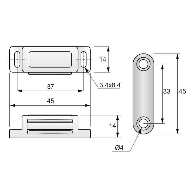 Chiusura magnetica per mobili - Nero NTP 