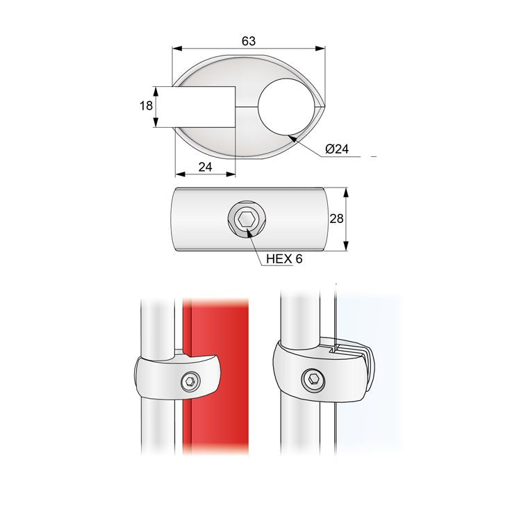 Connettore per scheda e vetro da 25 mm, Cromo (senza inserti) NTP 