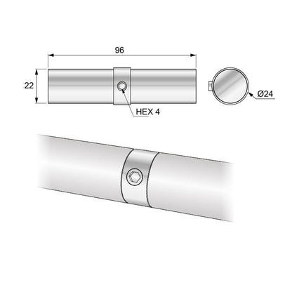 Connettore per tubo per asta appendiabiti 25mm - Cromo NTP 