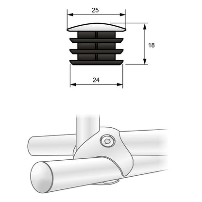 Coperchio per asta appendiabiti 25mm - Cromo NTP 