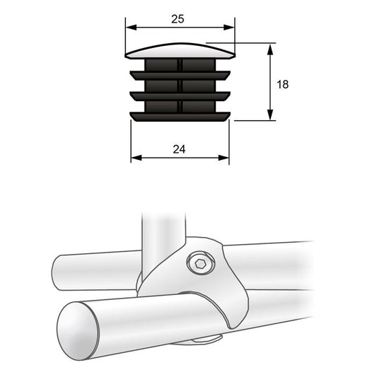 Coperchio per asta appendiabiti 25mm - Cromo NTP 