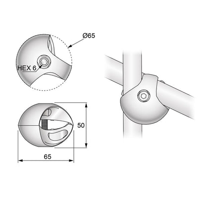Doppio connettore per asta appendiabiti 25mm - Cromo NTP 