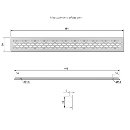Griglie di aerazione in alliuminio 484x60mm - Argento Furnica 