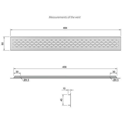 Griglie di aerazione in alliuminio 484x60mm - Argento Furnica 