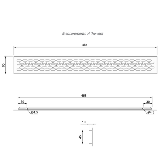 Griglie di aerazione in alliuminio 484x60mm - Bianco Furnica 