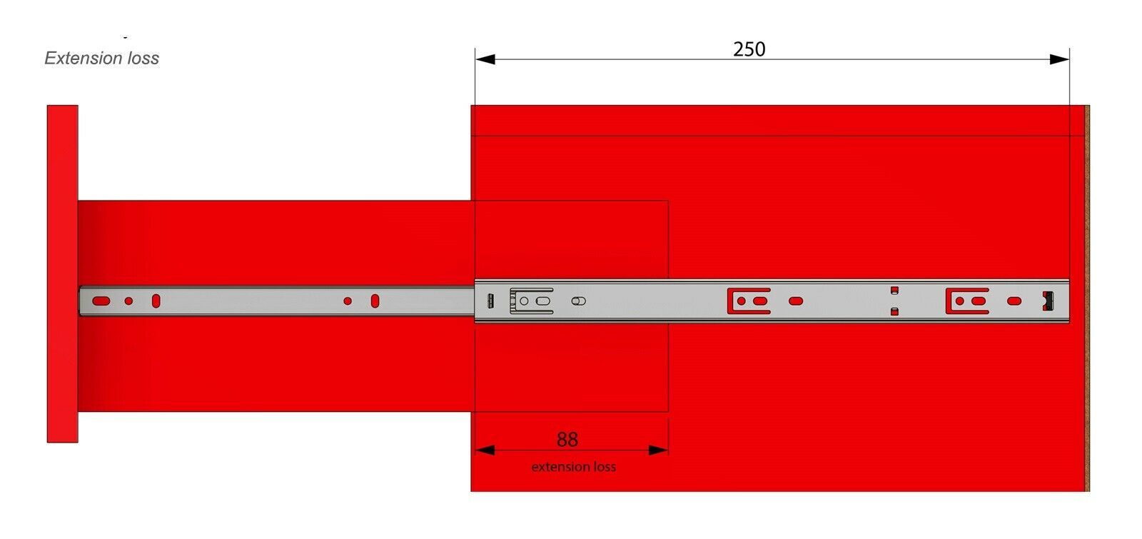 Guide per cassetti con cuscinetti a sfera 250mm - H27 (sinistra e destra) Furnica 