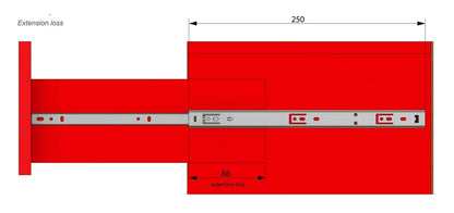 Guide per cassetti con cuscinetti a sfera 250mm - H27 (sinistra e destra) Furnica 